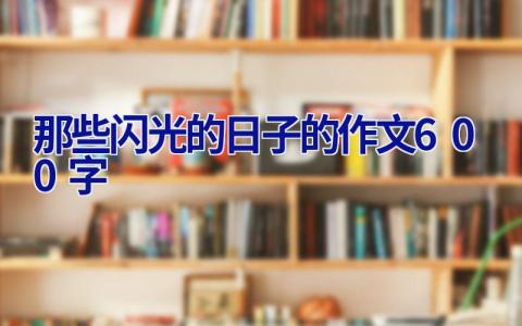 那些闪光的日子的作文600字